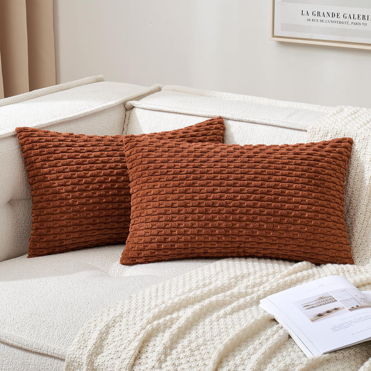MIULEE Decorative Throw Pillow Covers 20x20 Sage Green Textured Corduroy