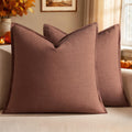 Set of 2 Linen Solid Throw Pillow Covers 20x20 Inch Dark Olive Green