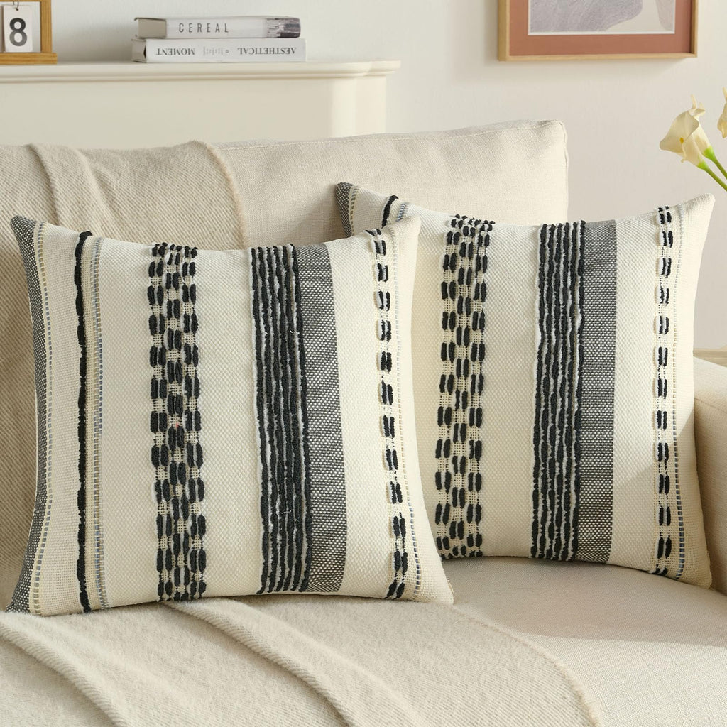 FUTEI Pack of 2 Chenille Throw Pillow Covers 45 x 45 cm,Teal