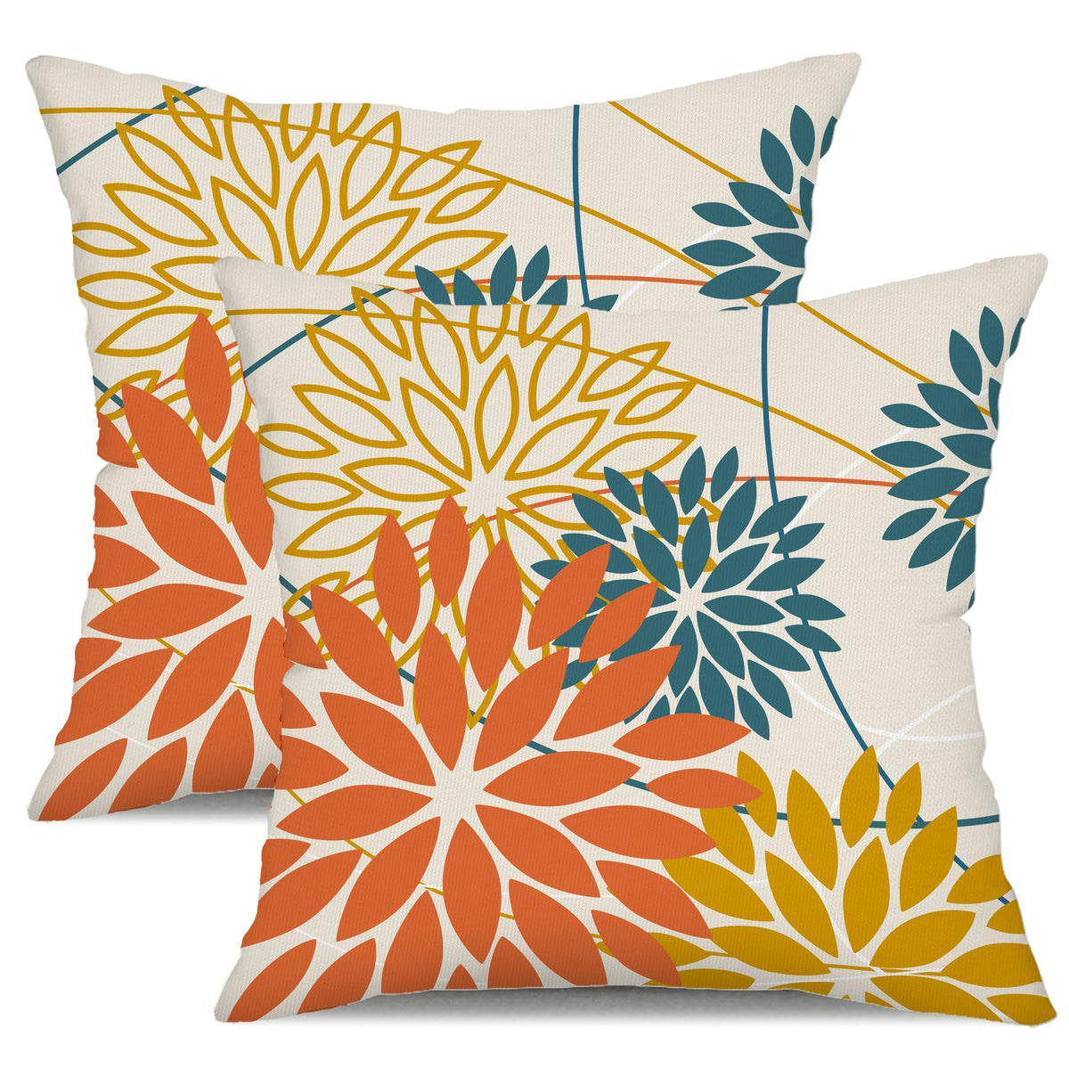DFXSZ Blue Gray Floral Outdoor Pillow Covers 18x18 Set of 2 Waterproof
