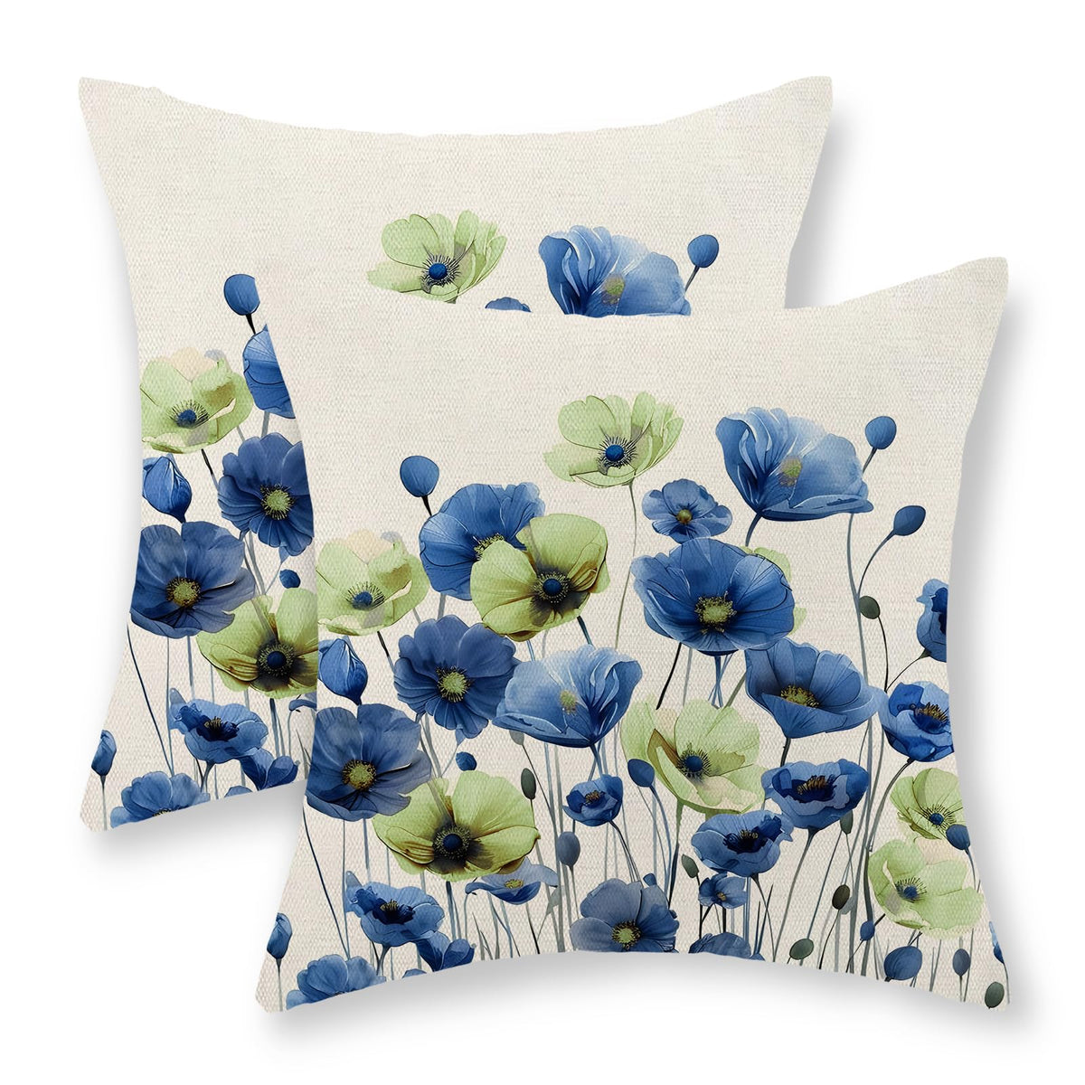 Sage Green Pillow Covers 18x18 Set of 2 Light Green Chinoiserie Bird Floral Throw Pillows Outdoor Decor Vintage Hummingbird Flower Pillow Cases Linen Decorative Cushion Cover for Couch Sofa
