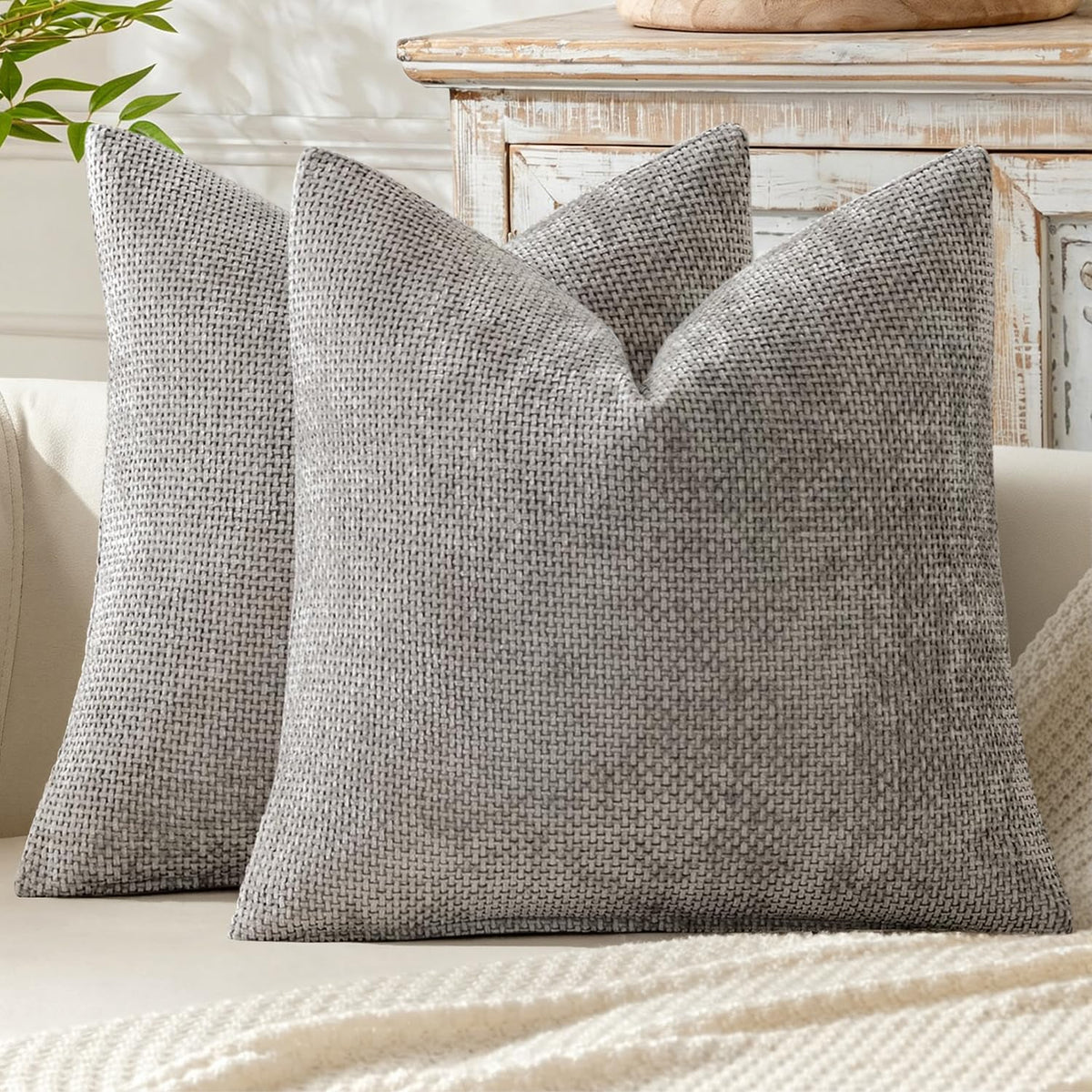 MIULEE Decorative Couch Throw Pillow Covers 20x20 Inch Neutral Beige 2 Pack