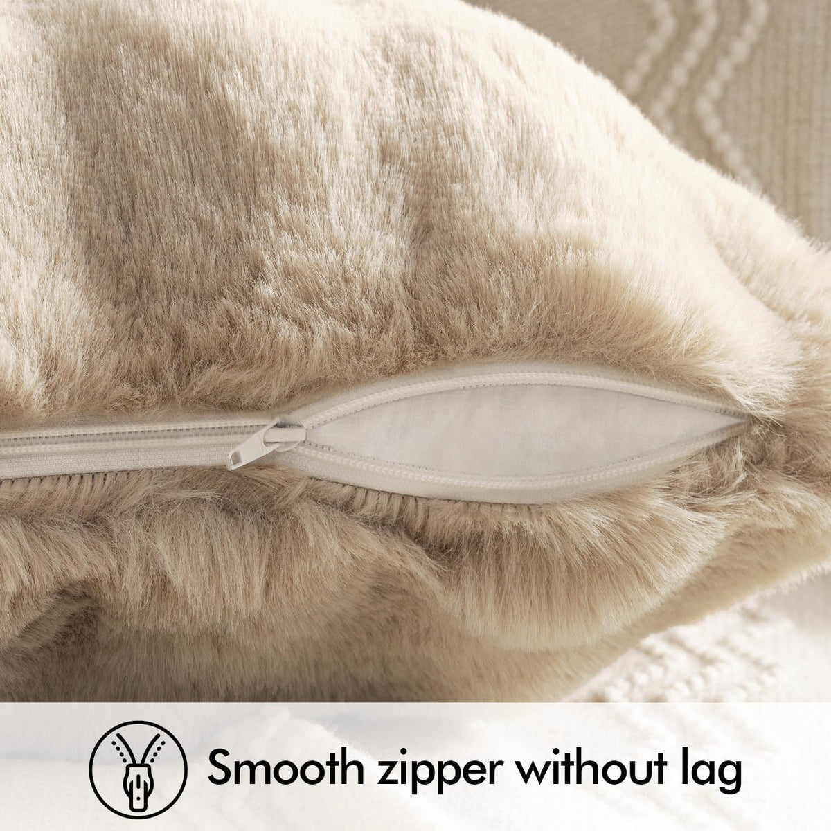 MIULEE Pack of 2 Faux Fur Fluffy Pillow Covers 18x18 Inch, Khaki