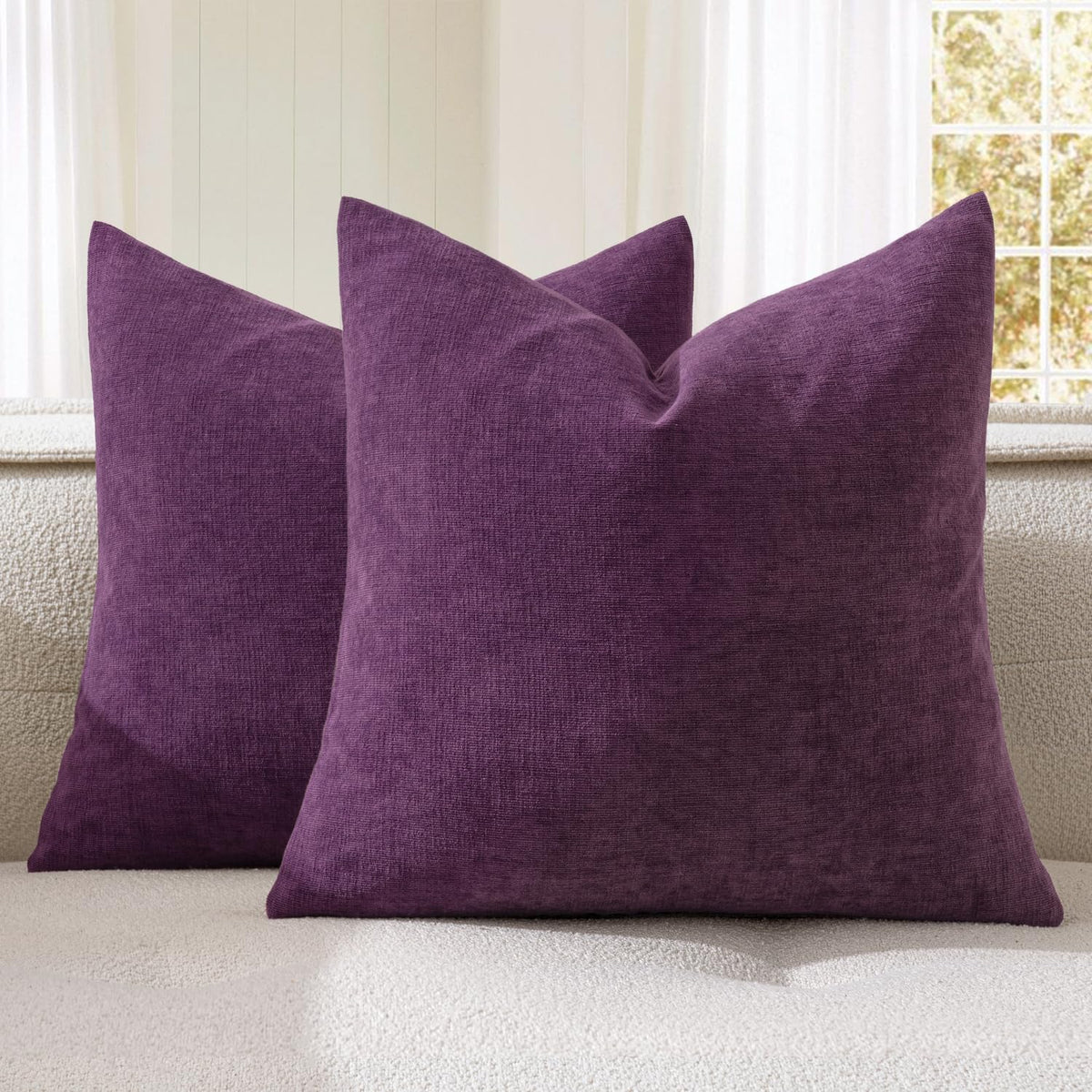 MIULEE Sage Green Chenille Couch Throw Pillow Covers, 18x18