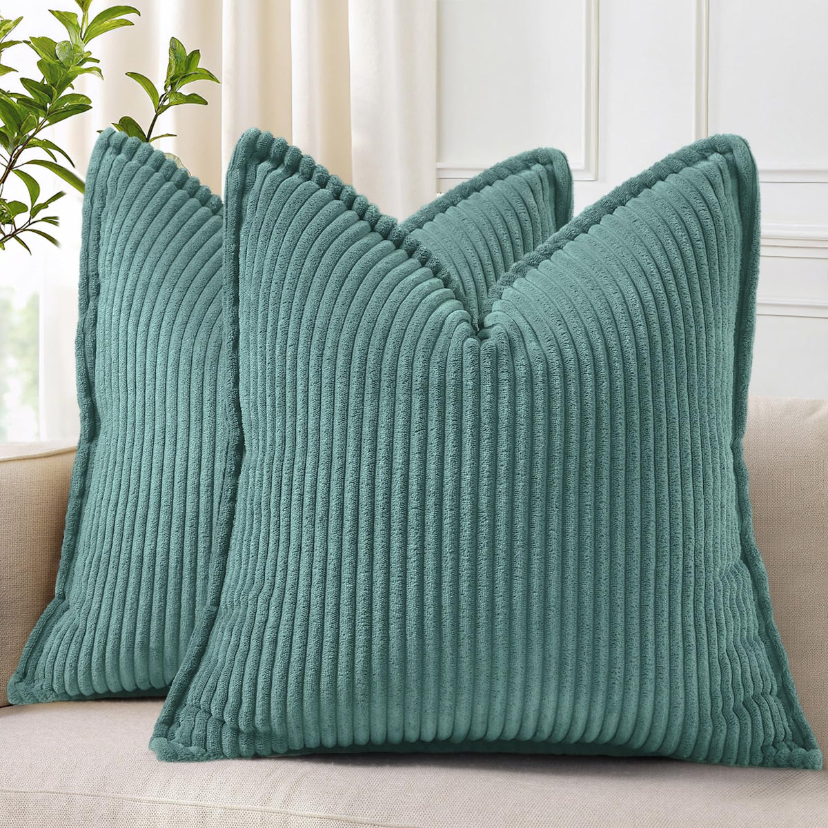 decorUhome Fall Corduroy Rust Throw Pillow Covers 18x18 Set of 2