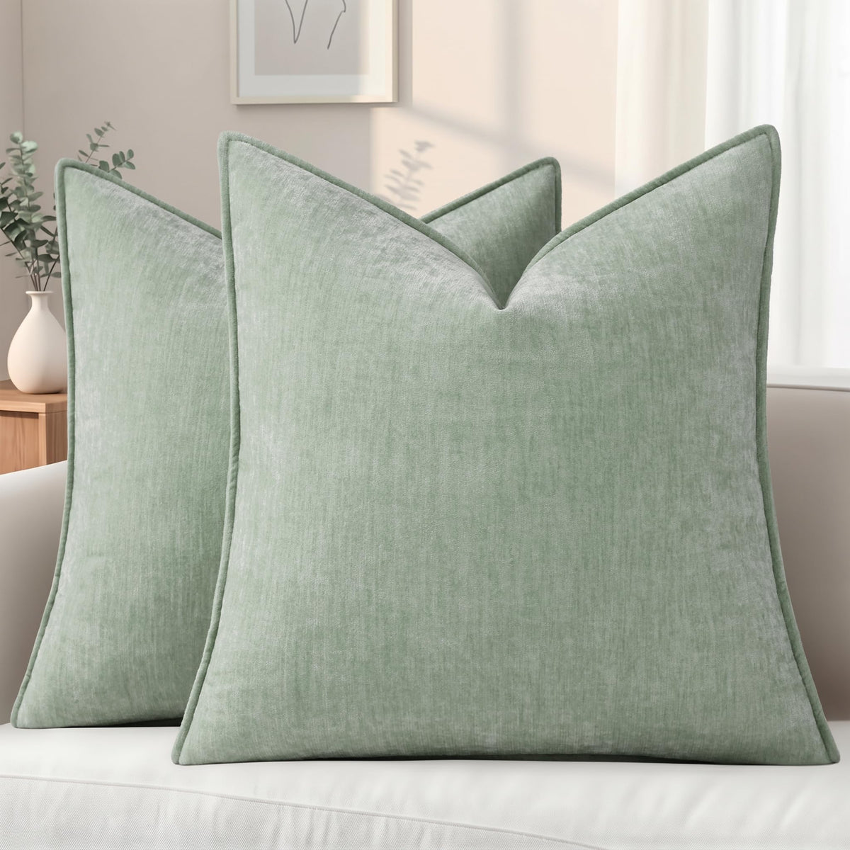 decorUhome Chenille Ultimate Gray Throw Pillow Covers 18x18 Set of 2