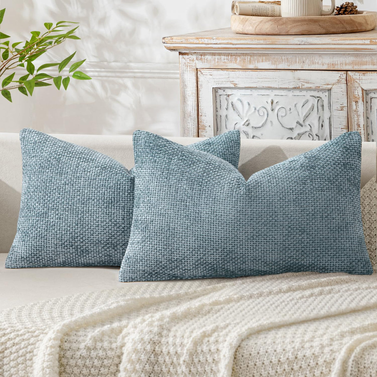 MIULEE Decorative Couch Throw Pillow Covers 20x20 Inch Neutral Beige 2 Pack