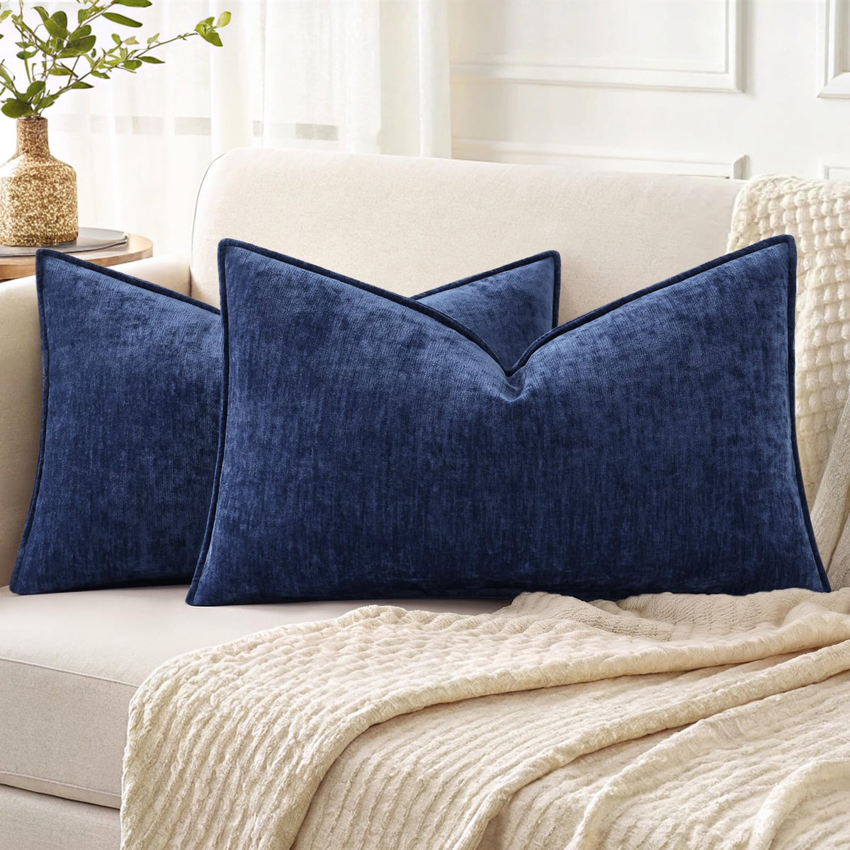decorUhome Chenille Ultimate Gray Throw Pillow Covers 18x18 Set of 2