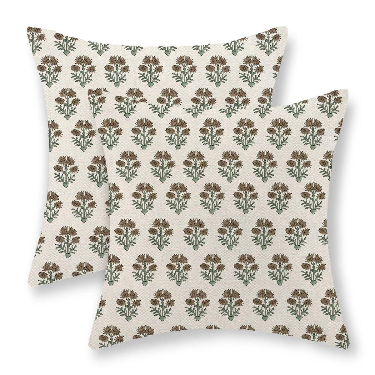 Sage Green Pillow Covers 18x18 Set of 2 Light Green Chinoiserie Bird Floral Throw Pillows Outdoor Decor Vintage Hummingbird Flower Pillow Cases Linen Decorative Cushion Cover for Couch Sofa