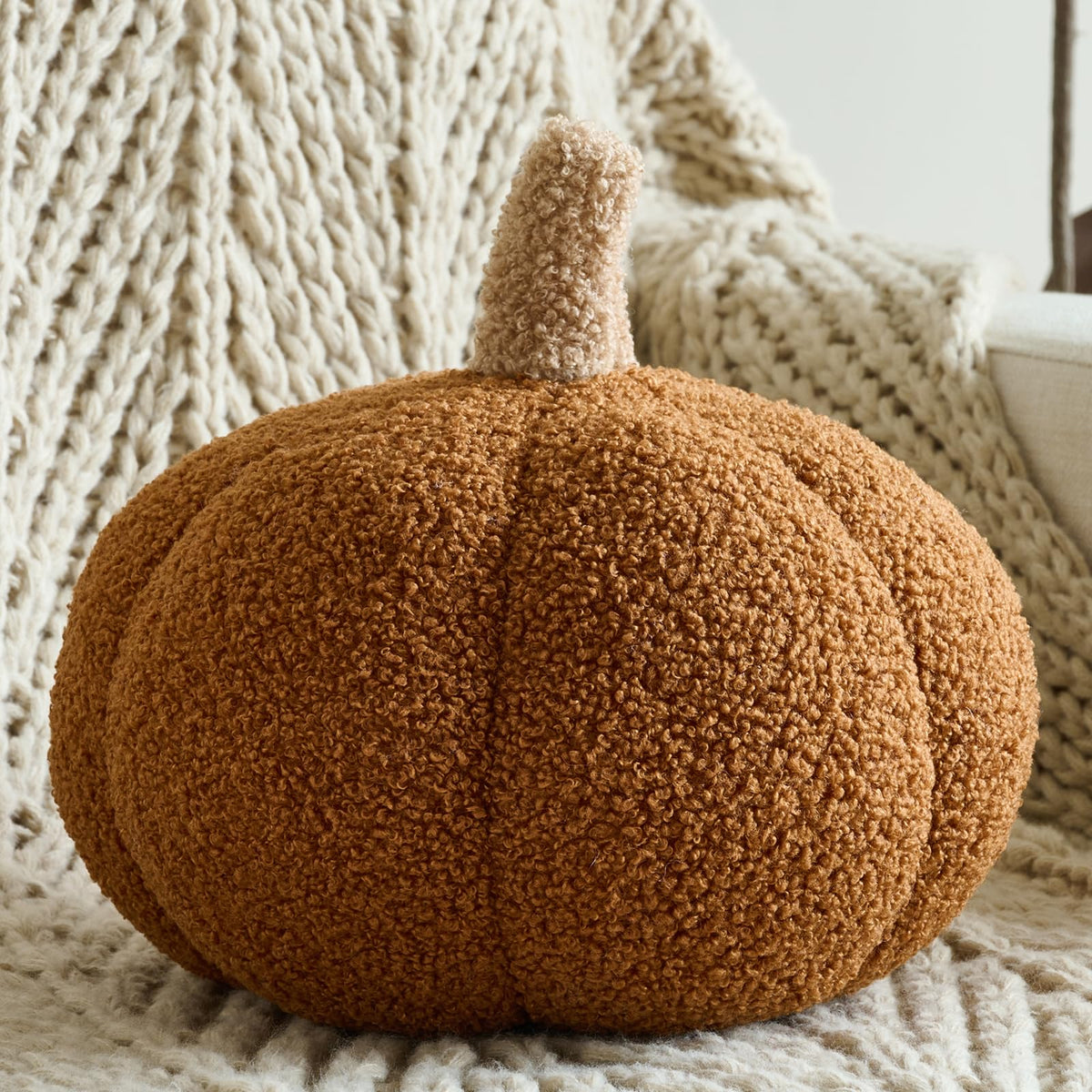 Pumpkin Pillows, Halloween Fall Room Décor (Orange, 8.6 Inches)