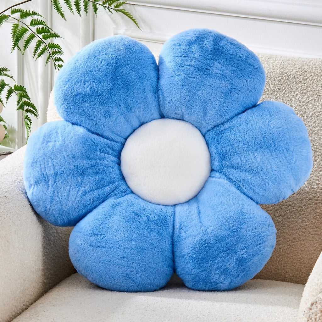 Flower Pillow,19.6In Daisy Pillow Blue Throw Pillows