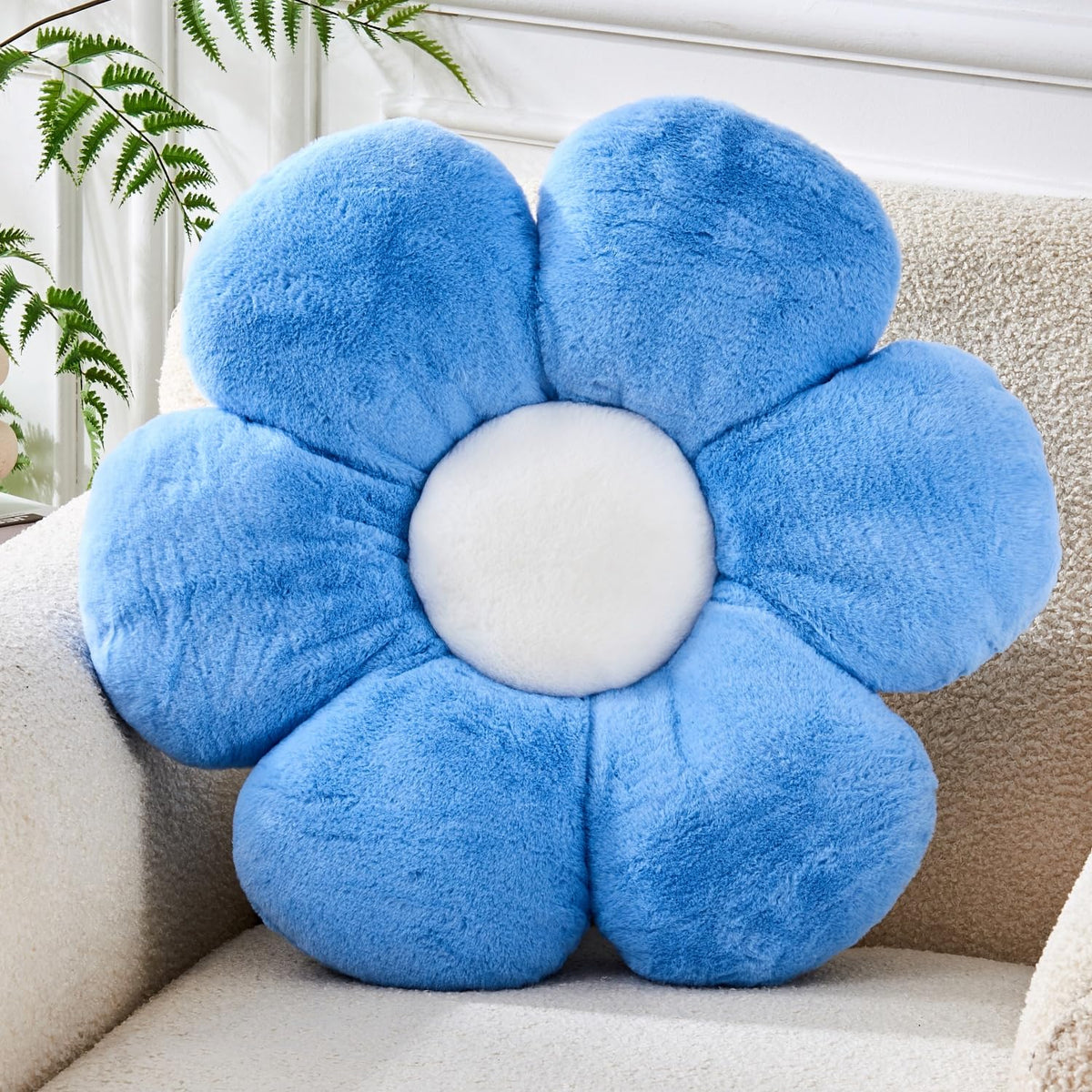 Flower Pillow,19.6In Daisy Pillow Blue Throw Pillows