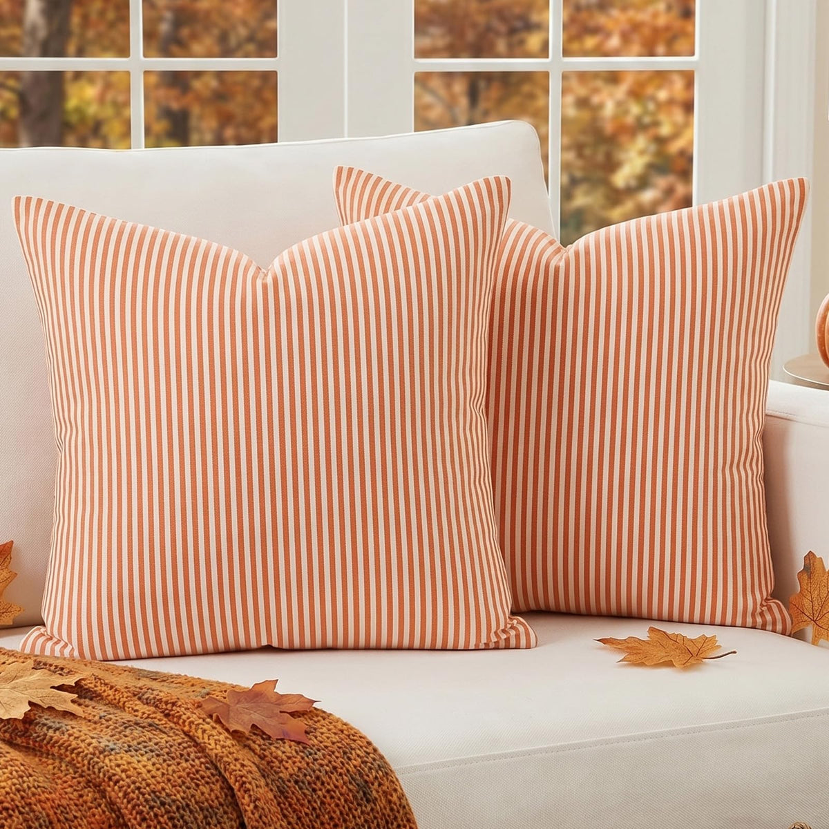 Farmhouse Brown Gingham Checkered Plaid Throw Pillow Covers 20x20 Set of 2