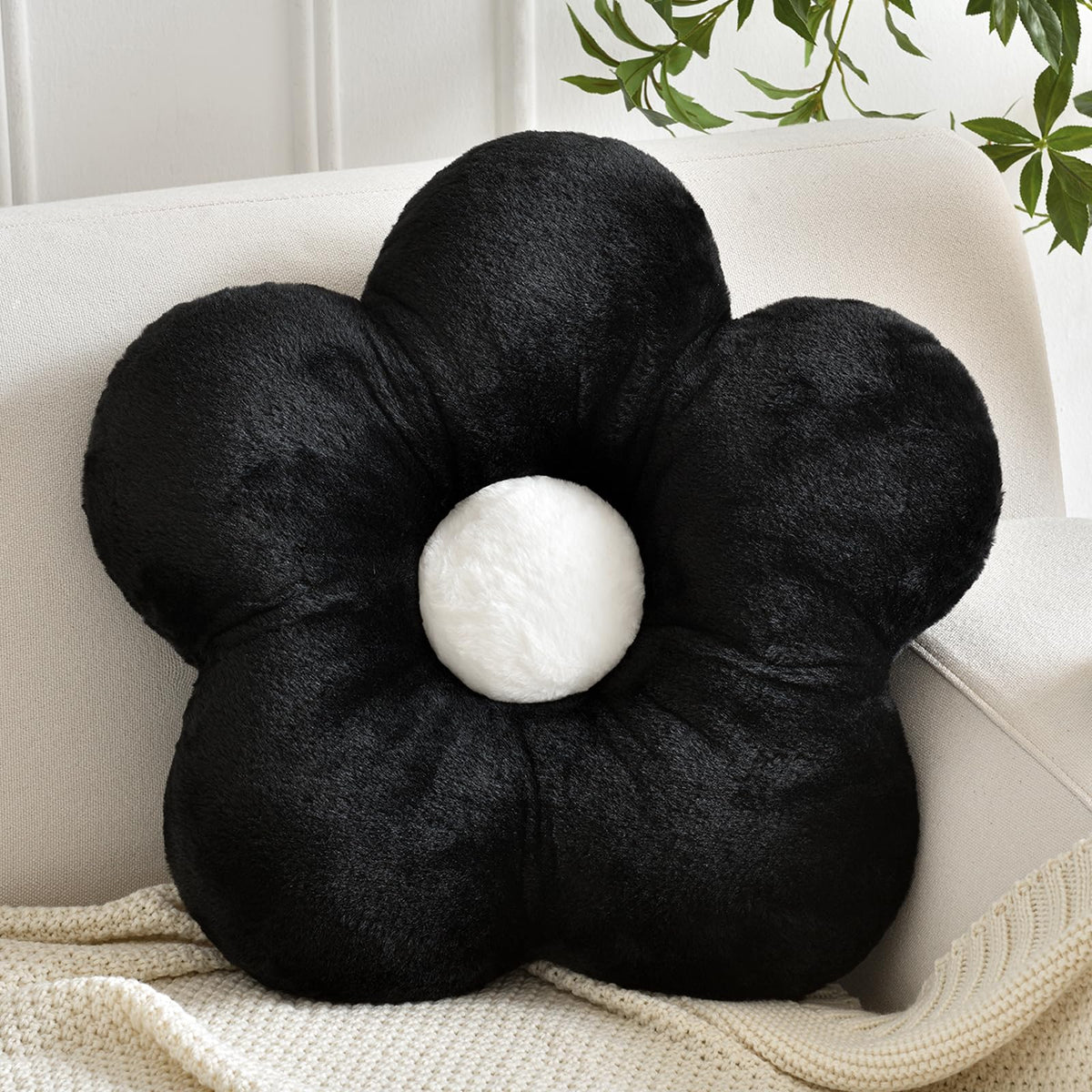 Flower Pillows, Soft Flower Shaped Pillow with Home Decorative for Couch Chair Bed,Flower Floor Throw Pillows for Adults Bedroom Living Room (White, 15 Inches)