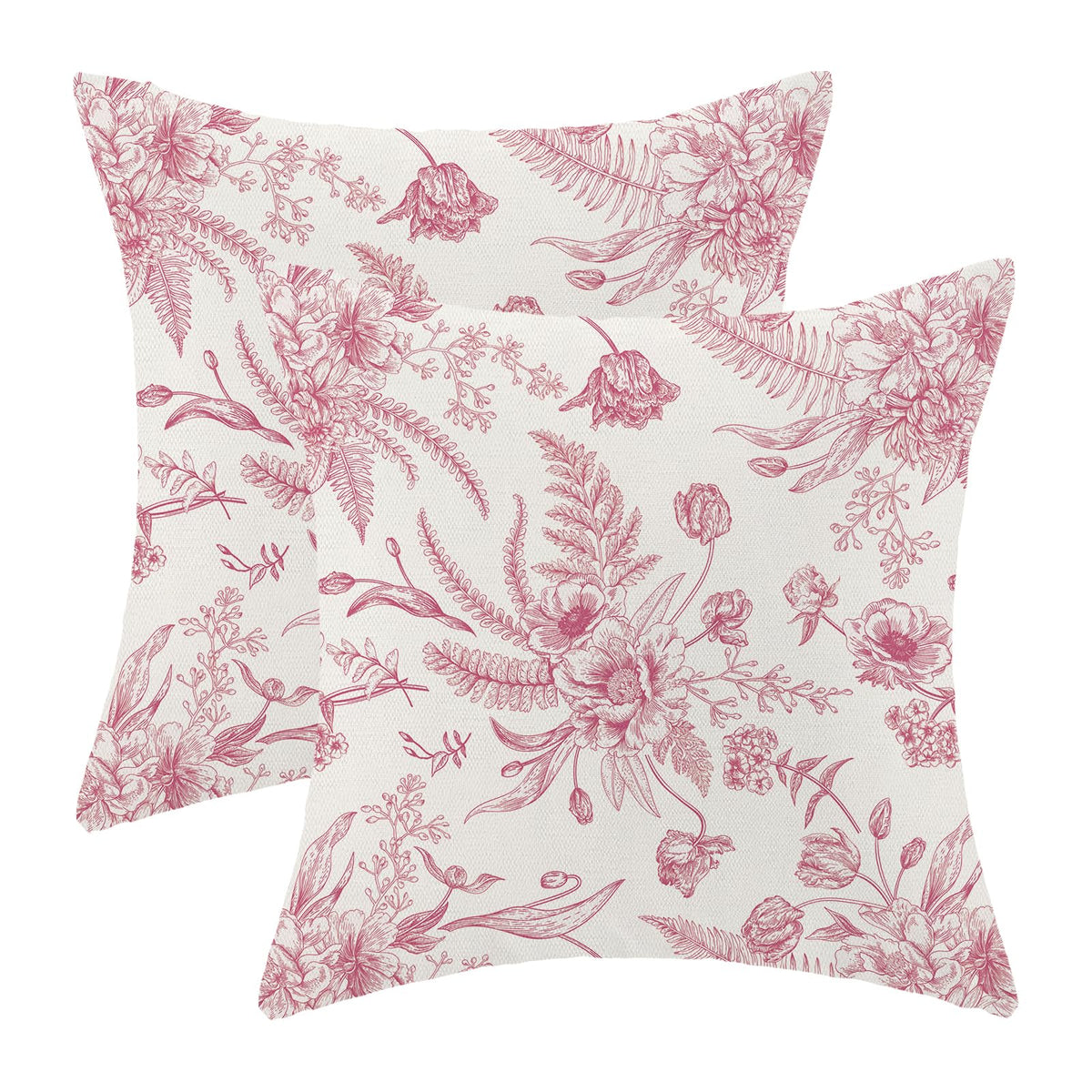 CXMEIFLY Spring Floral Birds Pillow Covers 22 x 22 Inch Set of 2 for Chinoiserie Flowers Decor Throw Pillows Blue and White Plant Outdoor Decorative Cushion Cases for Couch Bed Decorations