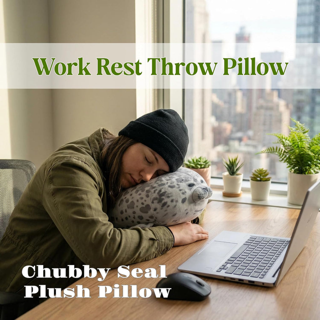 1 Piece Sea Lion Shaped Plush Throw Pillow Grey Chair Cushion Cute Pillows King Size Couch Pillow Funny Decorative Bed Pillows Fashion Seating Cushions with Bedroom Decoration (Grey, 60cm-730g)