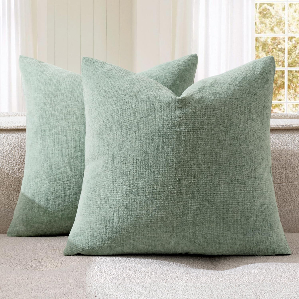 MIULEE Blush Pink Chenille Couch Throw Pillow Covers, 18x18