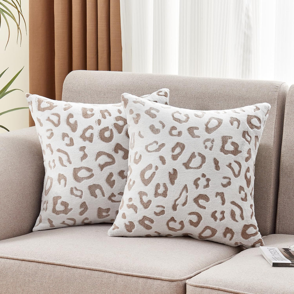 SOCHOW Fall Decorative Throw Pillow Covers 18x18 Inches Set of 2, Caramel