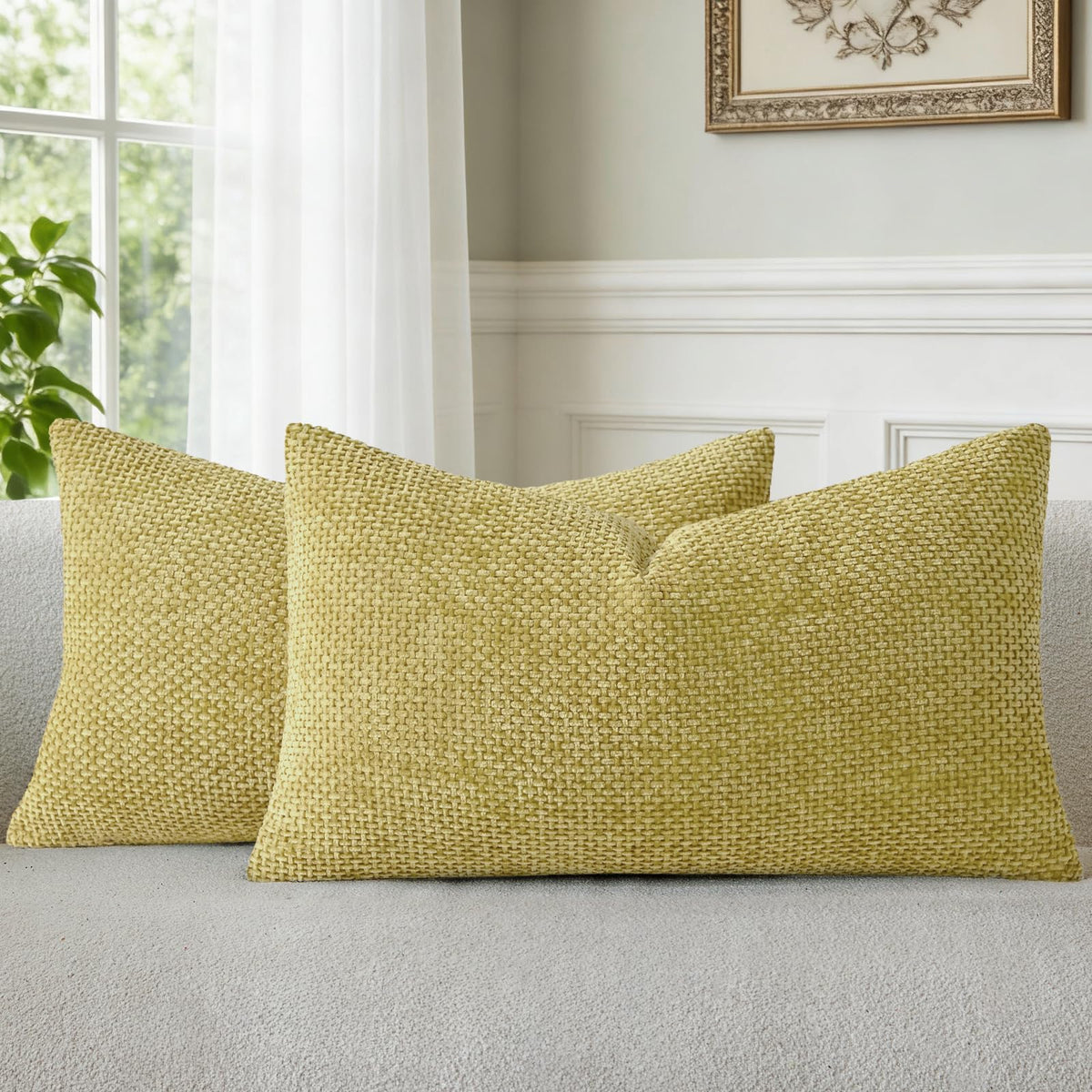 a moment Grey-Beige Chenille Throw Pillow Covers 16x16 Inch Pack of 2 Modern Decorative Throw Pillow Cases Farmhouse Cross Throw Pillowcases Home Decor for Sofa Bedroom Living Room