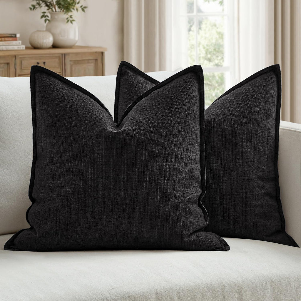MIULEE Thick Textured Navy Blue Decorative Throw Pillow Covers 18x18 Inch
