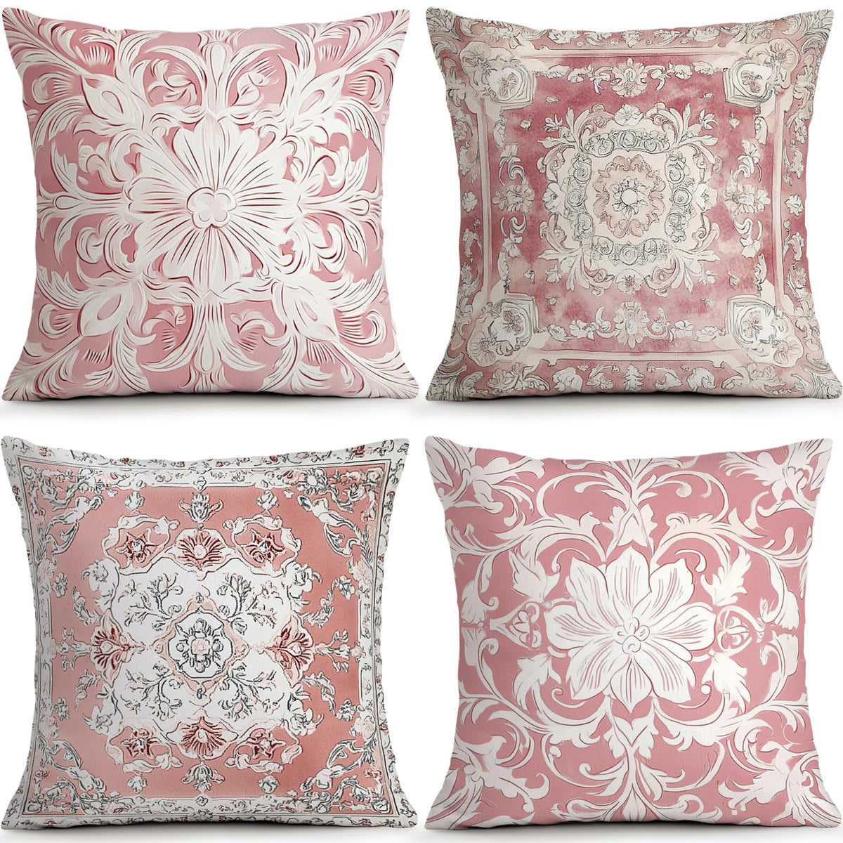 Sage Green Leaves Pillow Covers 18x18 Inch Botanical Cushion Cover Set of 4