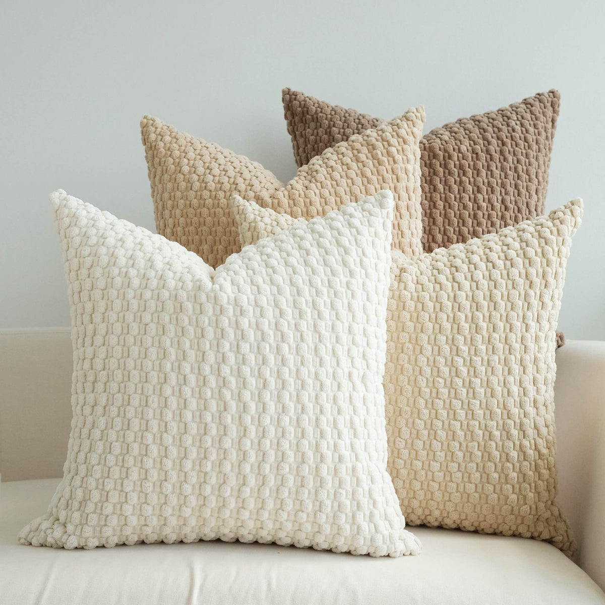 JOJUSIS Pack of 4 Throw Pillow Covers, Cream-Chocolate, 18 x 18 Inch