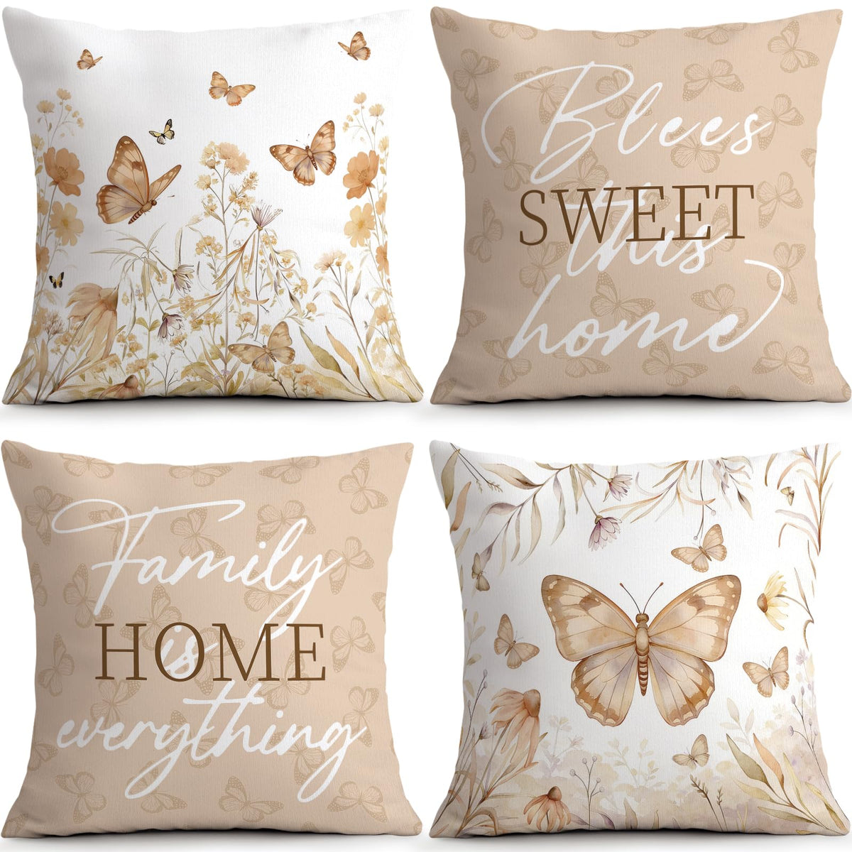 Sage Green Leaves Pillow Covers 18x18 Inch Botanical Cushion Cover Set of 4