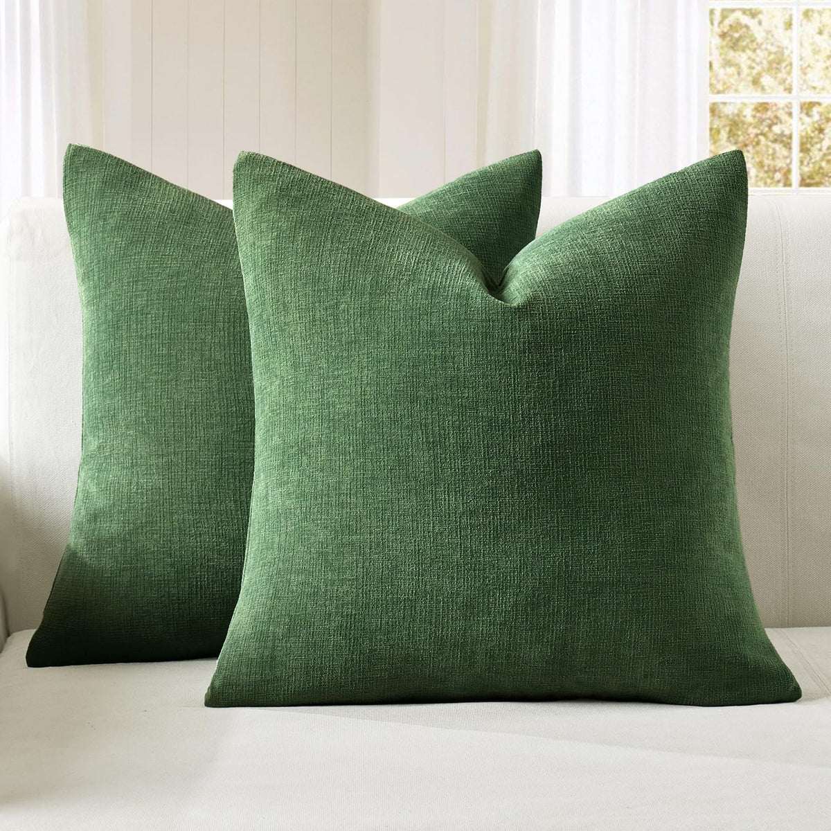 MIULEE Blush Pink Chenille Couch Throw Pillow Covers, 18x18