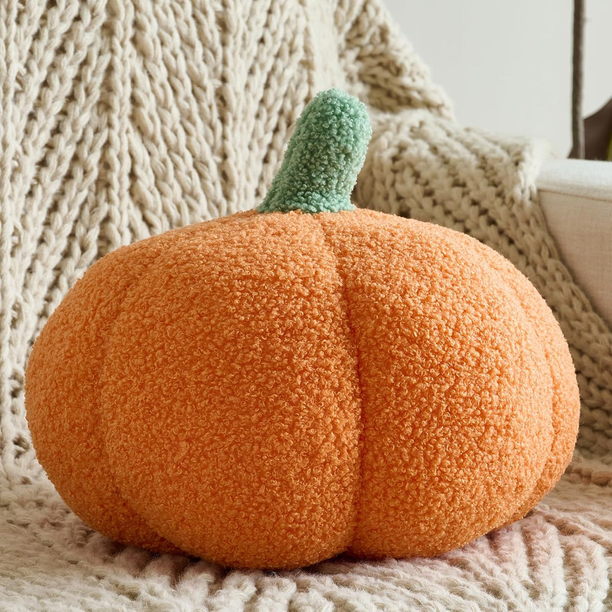 Pumpkin Pillows, Halloween Fall Room Décor (Orange, 8.6 Inches)