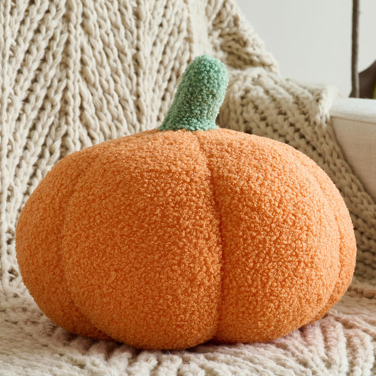 Pumpkin Pillows, Halloween Fall Room Décor (Orange, 8.6 Inches)