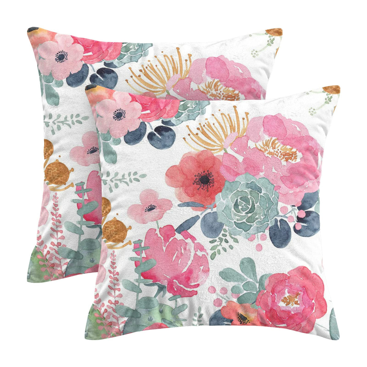 CXMEIFLY Spring Floral Birds Pillow Covers 22 x 22 Inch Set of 2 for Chinoiserie Flowers Decor Throw Pillows Blue and White Plant Outdoor Decorative Cushion Cases for Couch Bed Decorations
