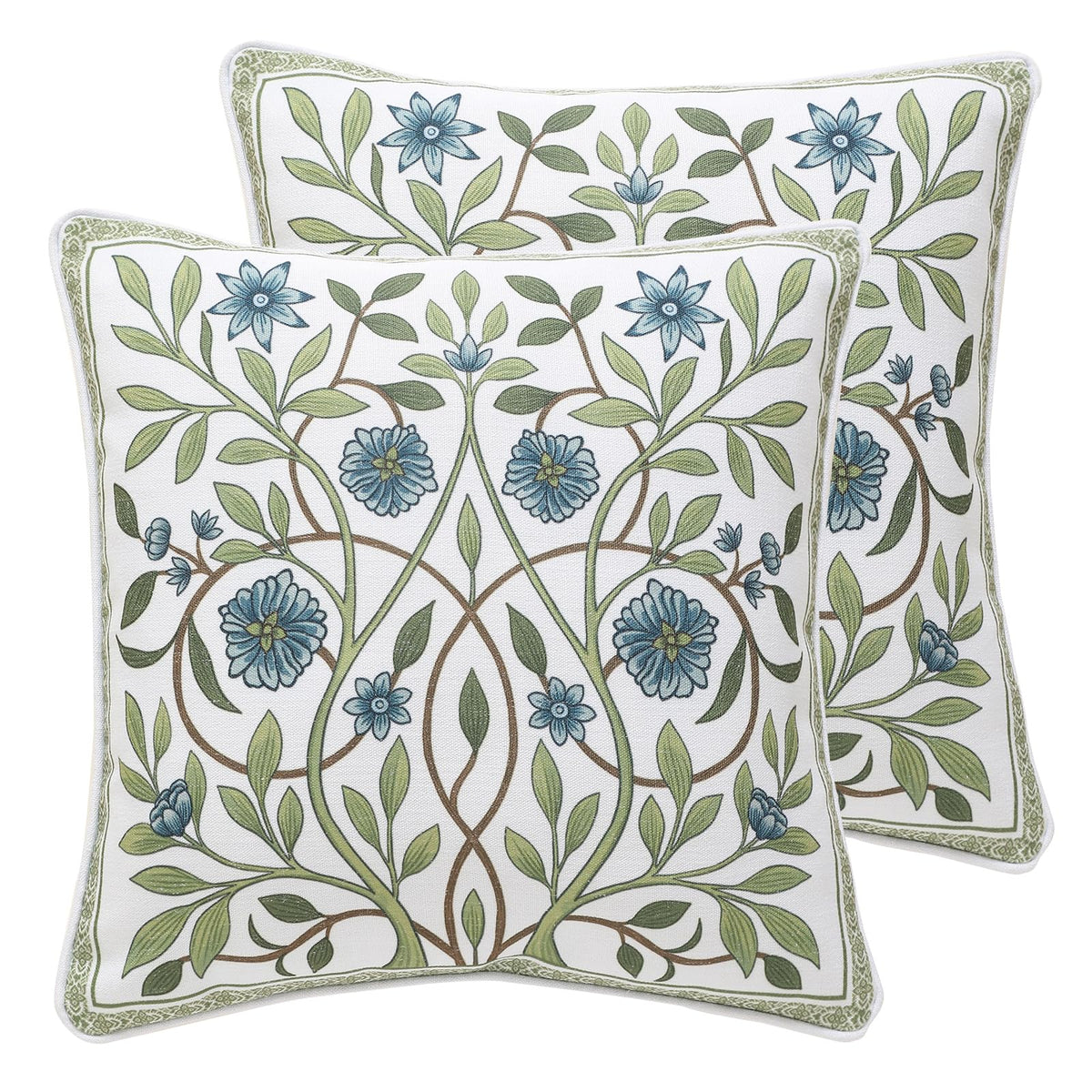 ISAENNE Vintage Elegant Linen Square Throw Pillow Cover,18"x18"-Albano A