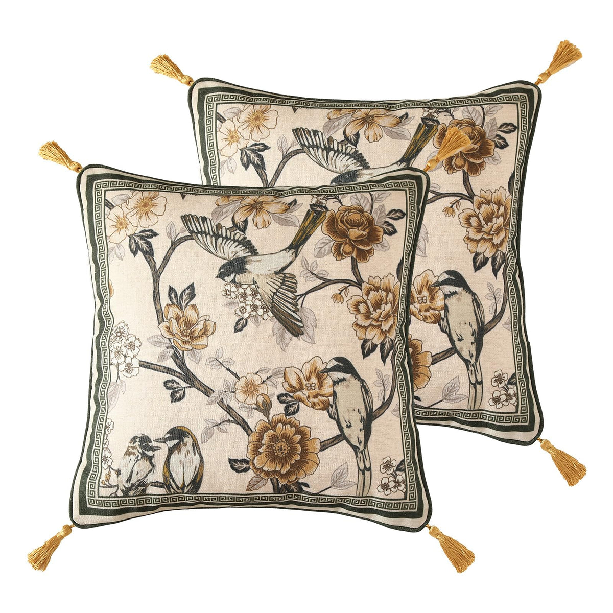 ISAENNE Vintage Elegant Linen Square Throw Pillow Cover,18"x18"-Albano A
