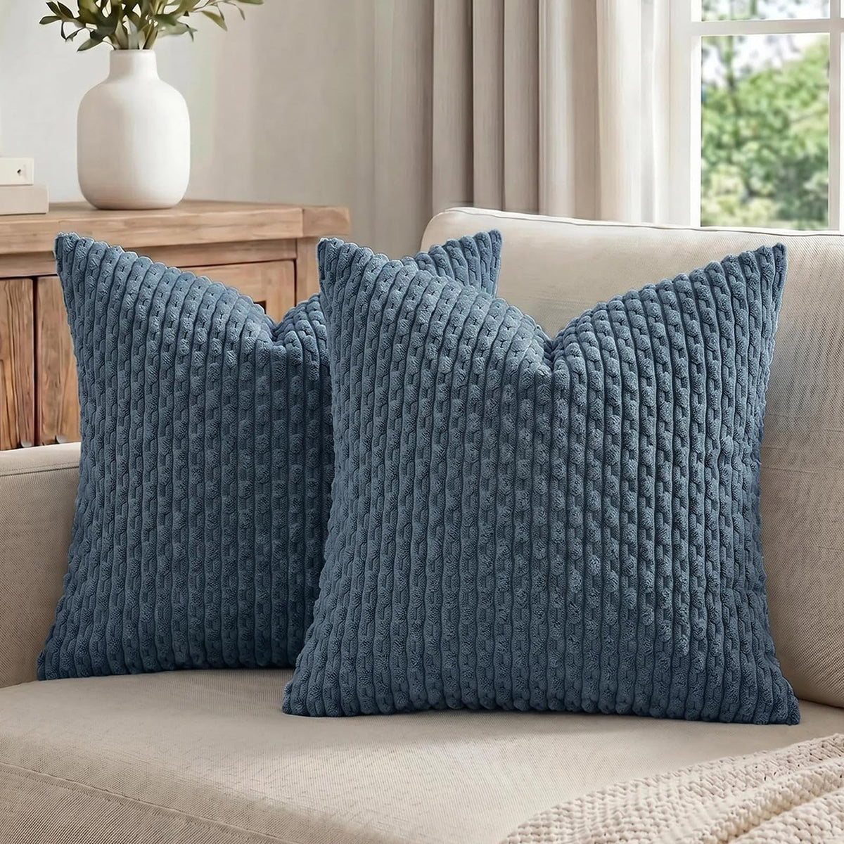 Fancy Homi 2 Packs Blush Pink Decorative Throw Pillow Covers 18x18 Inch for Couch Bed Sofa, Modern Farmhouse Boho Home Decor, Soft Cute Plush Corduroy Cushion Case 45x45 cm