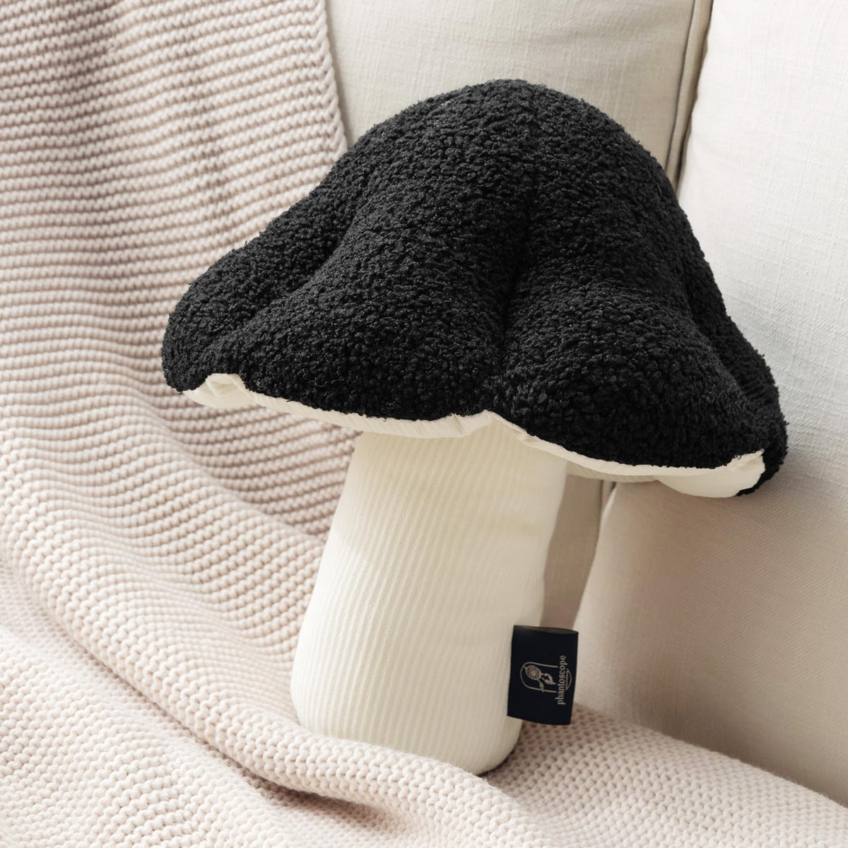 Phantoscope Mushroom Shaped Throw Pillow, Teddy Fleece Soft Mushroom Decorative Pillows Cute 3D Shaped Cushion for Couch Sofa Bed Chair, Light Green,16 x14 inches