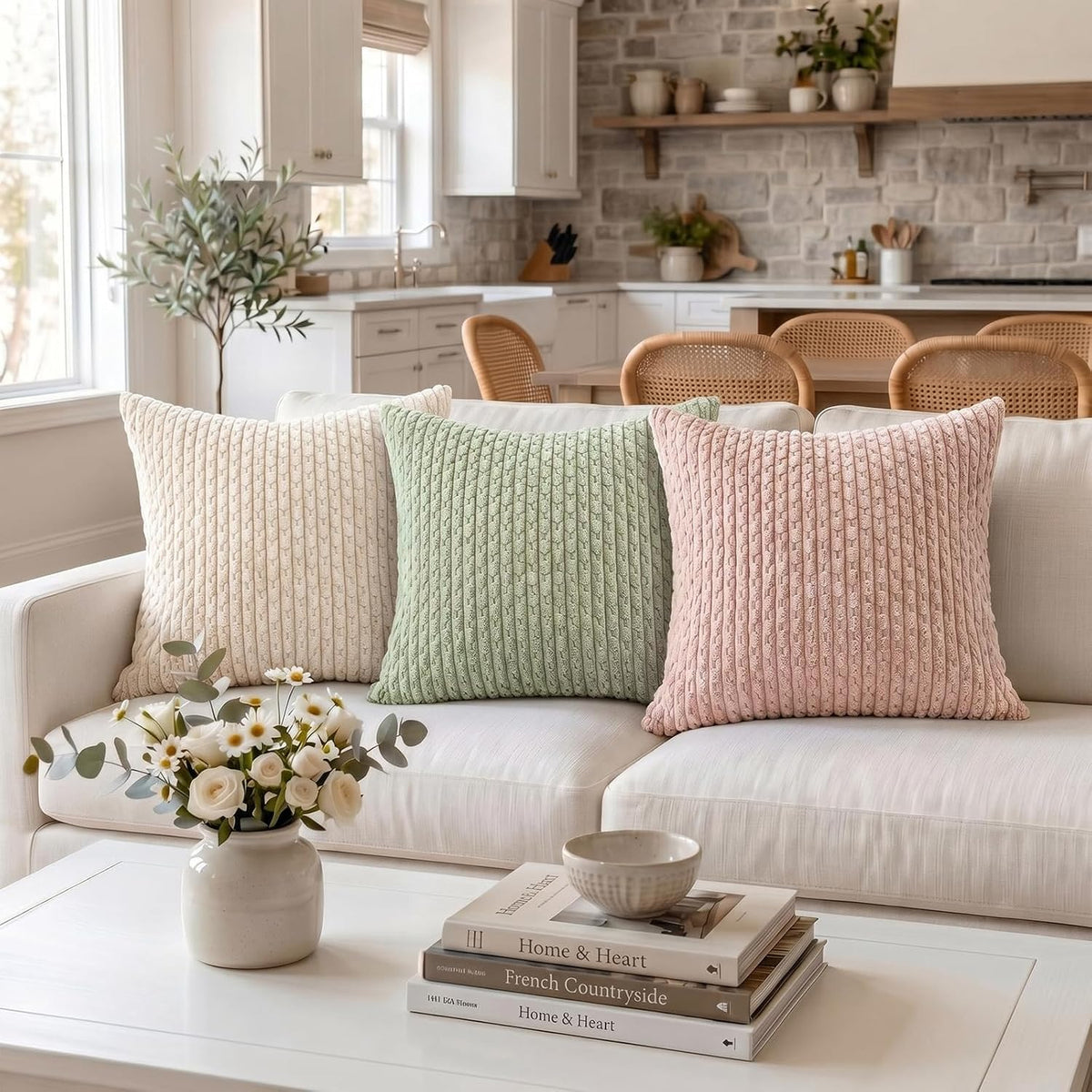 Fancy Homi 2 Packs Blush Pink Decorative Throw Pillow Covers 18x18 Inch for Couch Bed Sofa, Modern Farmhouse Boho Home Decor, Soft Cute Plush Corduroy Cushion Case 45x45 cm