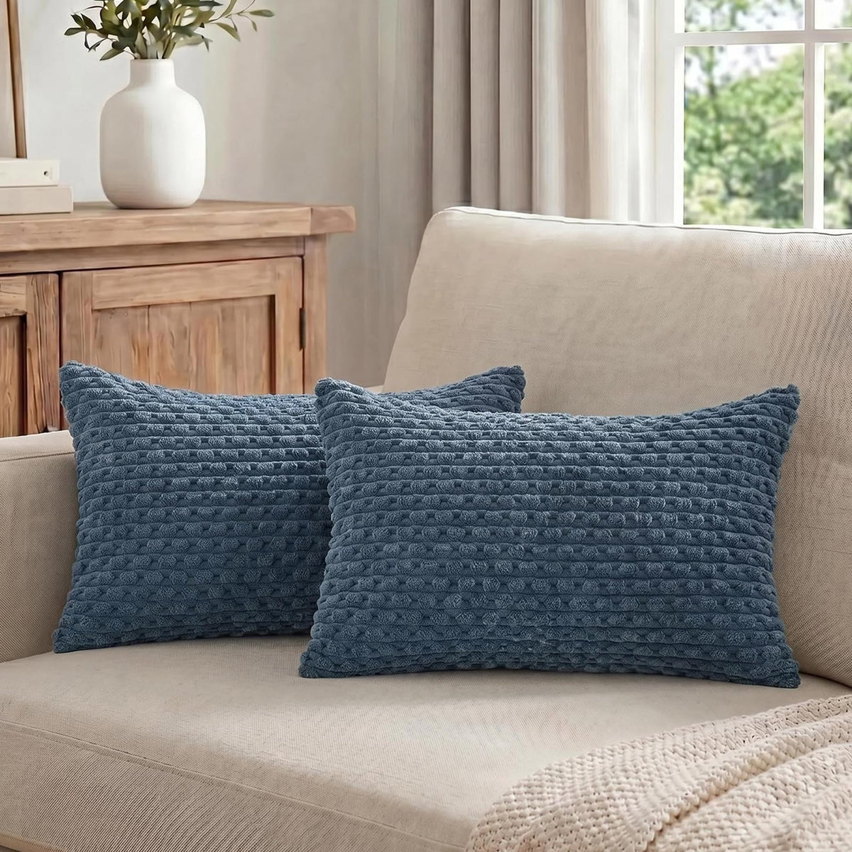 Fancy Homi 2 Packs Blush Pink Decorative Throw Pillow Covers 18x18 Inch for Couch Bed Sofa, Modern Farmhouse Boho Home Decor, Soft Cute Plush Corduroy Cushion Case 45x45 cm