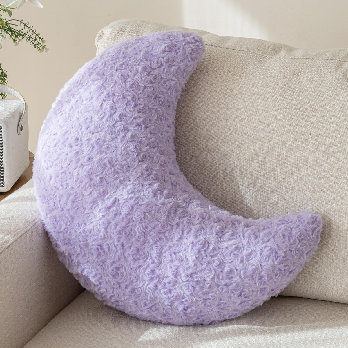 Moon Decorative Throw Pillow with Soft Plush, Lavender Purple, 14.9 Inches