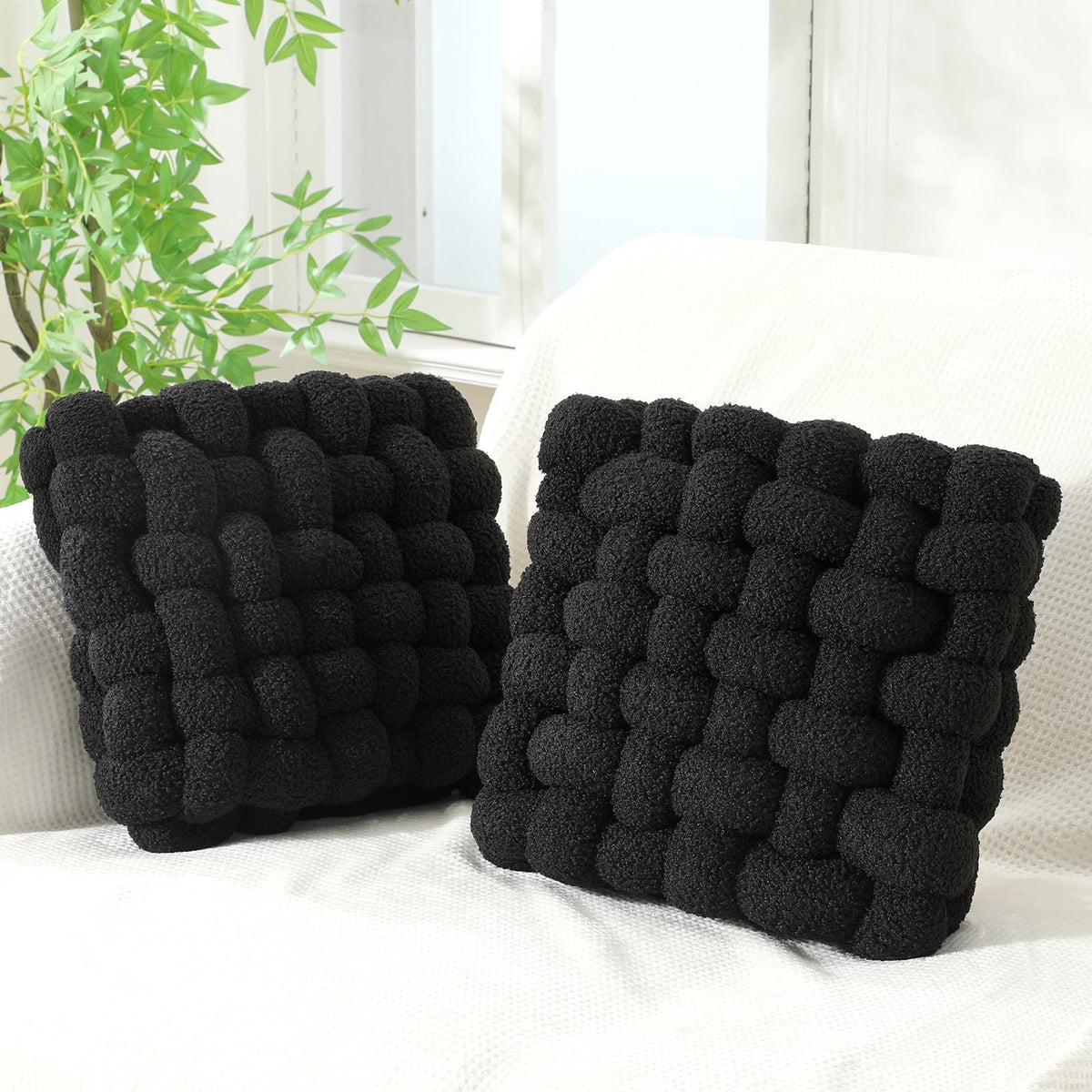 Wenqik 2 Pcs Knot Pillows Square Throw Pillow, Caramel, Crystal Velvet