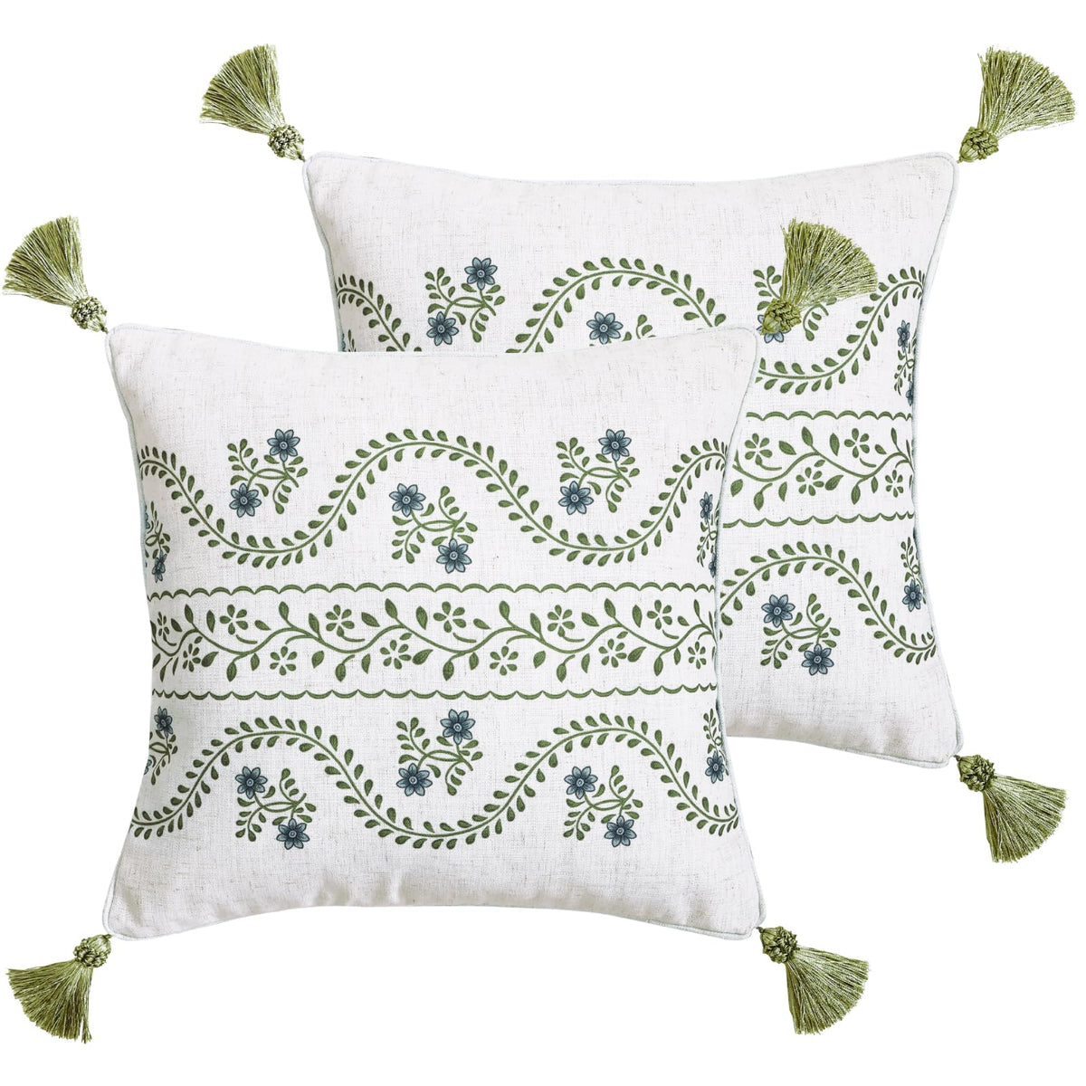 ISAENNE Vintage Elegant Linen Square Throw Pillow Cover,18"x18"-Albano A