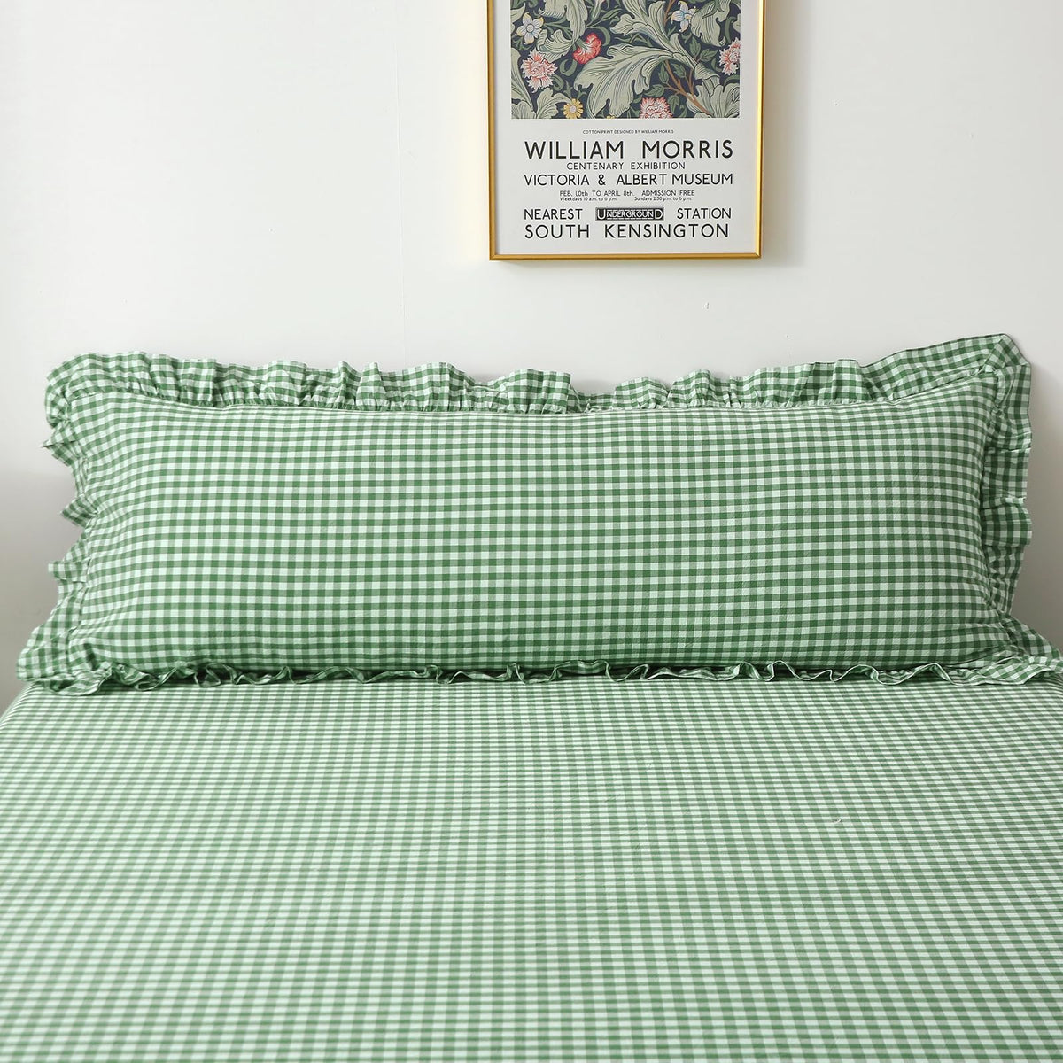 2 Pack Taupe White Gingham Ruffle Throw Pillow Covers 18''x18''