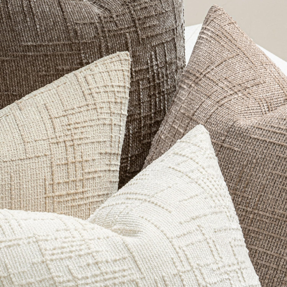 MIULEE Texture Chenille Decorative Throw Pillow Covers Neutral Beige 18x18