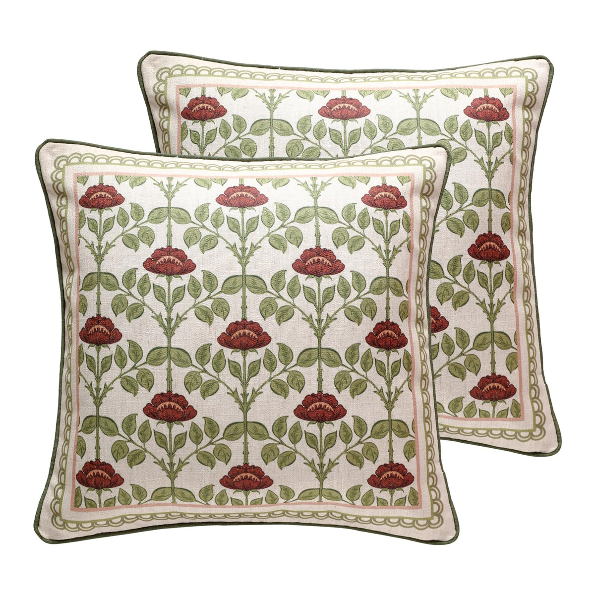 ISAENNE Vintage Elegant Linen Square Throw Pillow Cover,18"x18"-Albano A