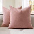 MIULEE Blush Pink Chenille Couch Throw Pillow Covers, 18x18