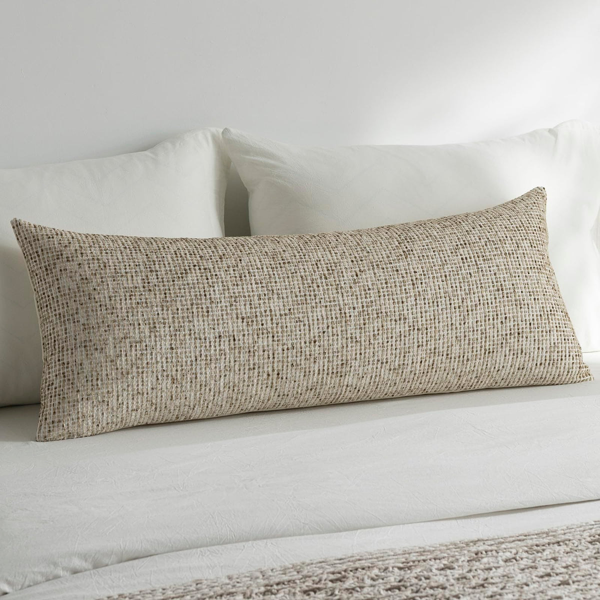 Pack of 2 Neutral Throw Pillow Covers 18x18 Boho Textured Dots Stripe Chenille Square Decorative Pillow Cases Accents for Living Room Couch Bed Farmhouse Home Decor, Taupe