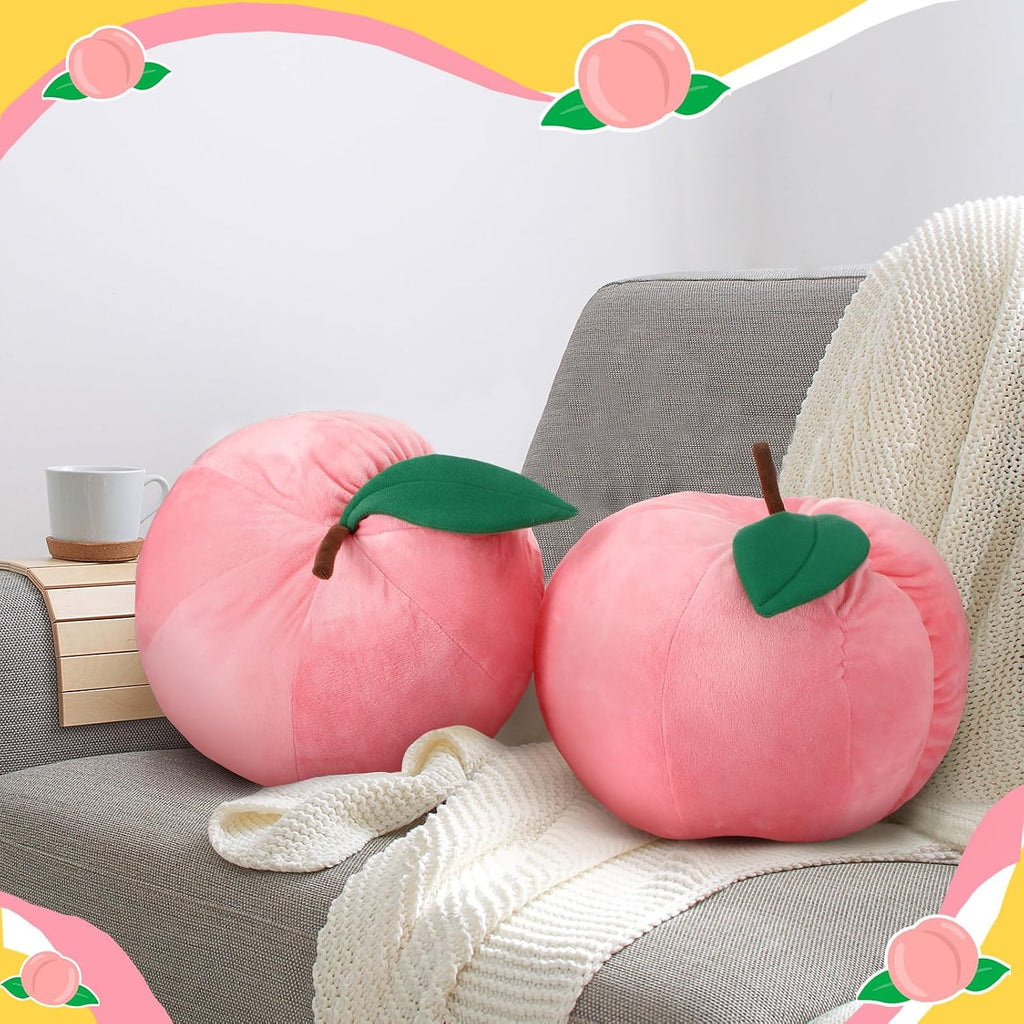 Beeveer 2 Pcs Peach Fruit Pillow Plush Toy Cute Fun Kawaii Gifts Room Decor