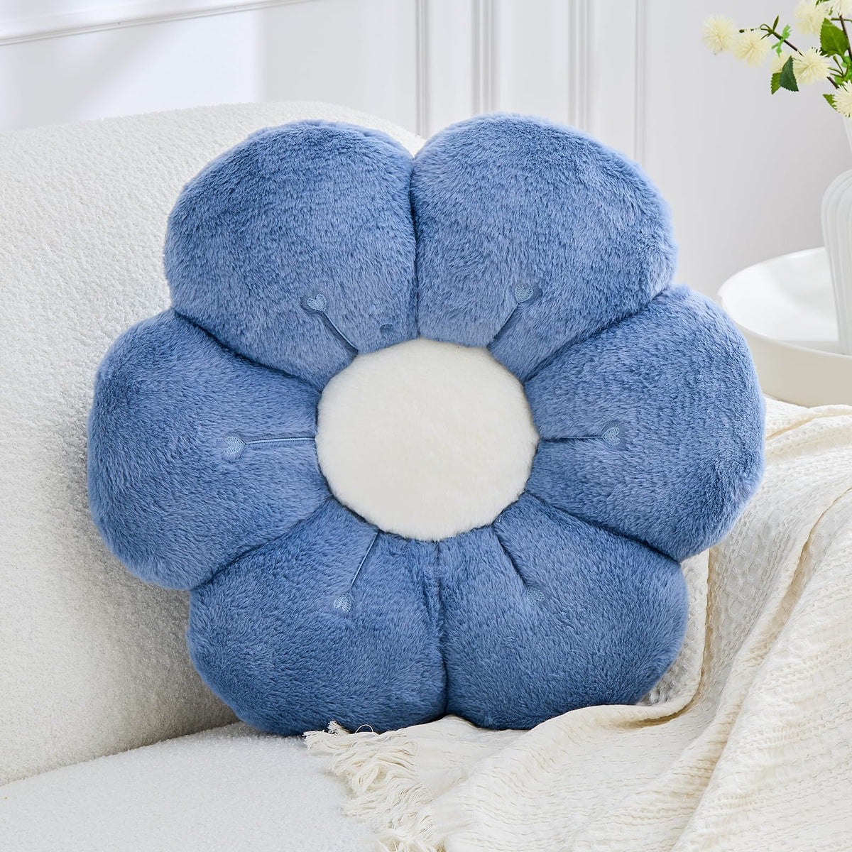 Flower Pillow Cute Flower Shaped Pillows Decorative Throw Pillows Aesthetic Home Decor Floral Daisy Cushion for Bed (Yellow, 14.9 Inch)