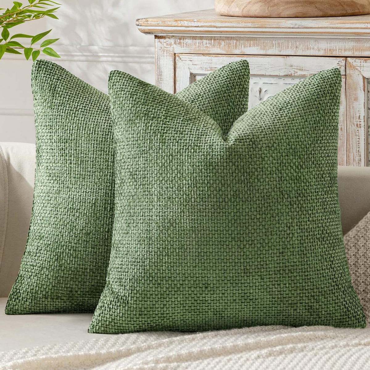 MIULEE Decorative Couch Throw Pillow Covers 20x20 Inch Neutral Beige 2 Pack