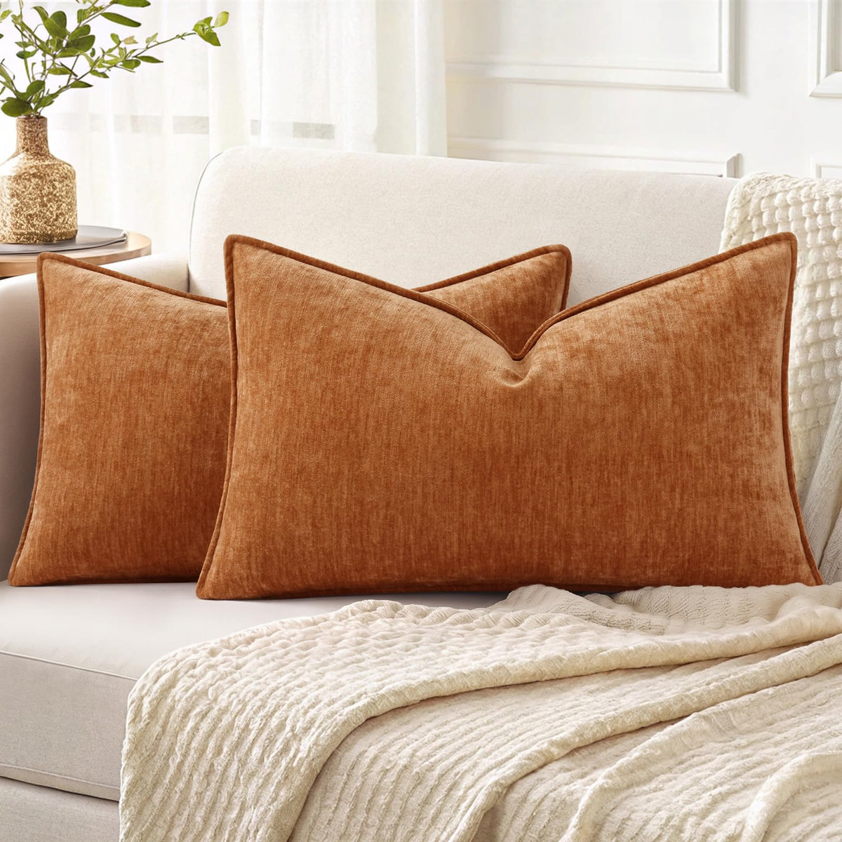 decorUhome Chenille Ultimate Gray Throw Pillow Covers 18x18 Set of 2