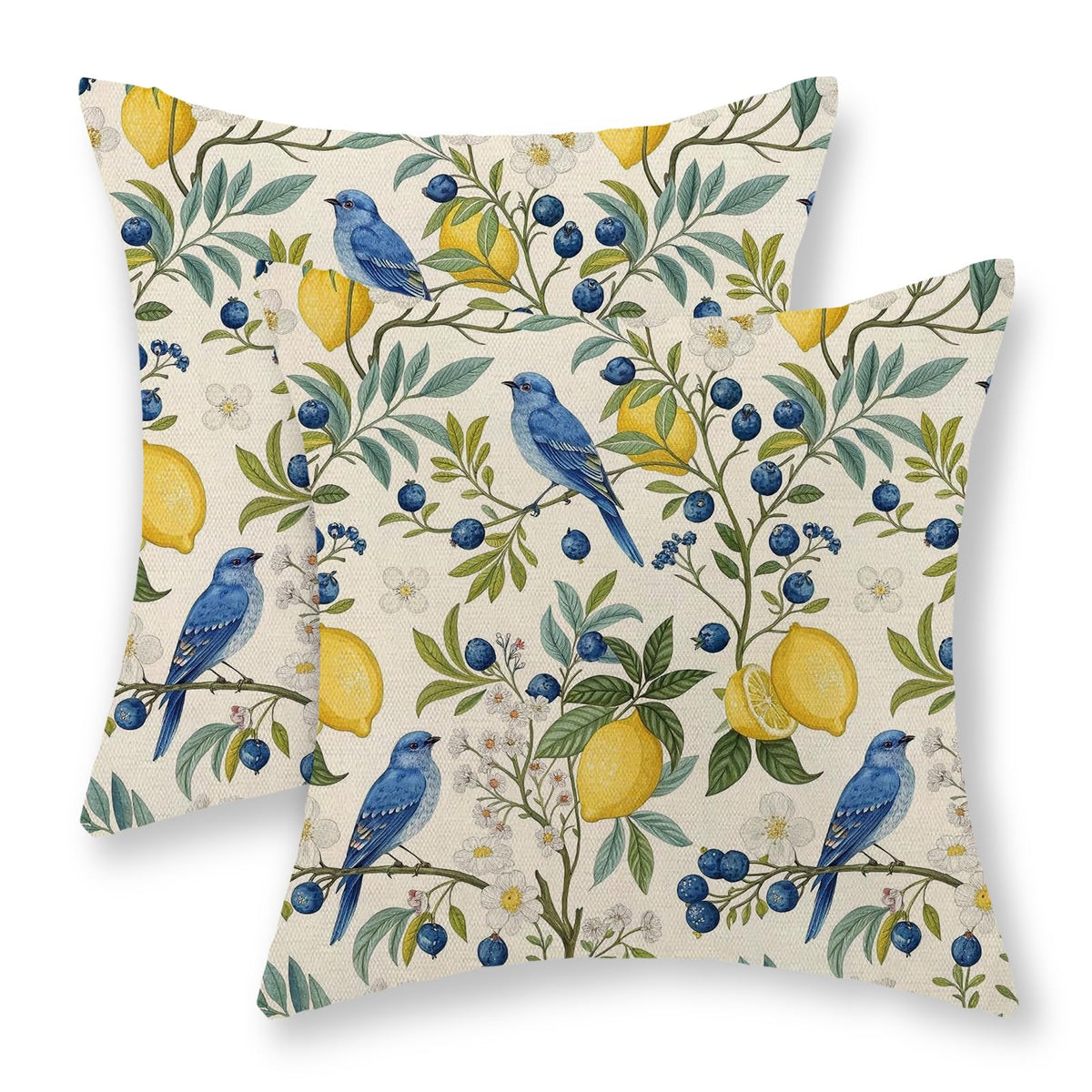 Sage Green Pillow Covers 18x18 Set of 2 Light Green Chinoiserie Bird Floral Throw Pillows Outdoor Decor Vintage Hummingbird Flower Pillow Cases Linen Decorative Cushion Cover for Couch Sofa